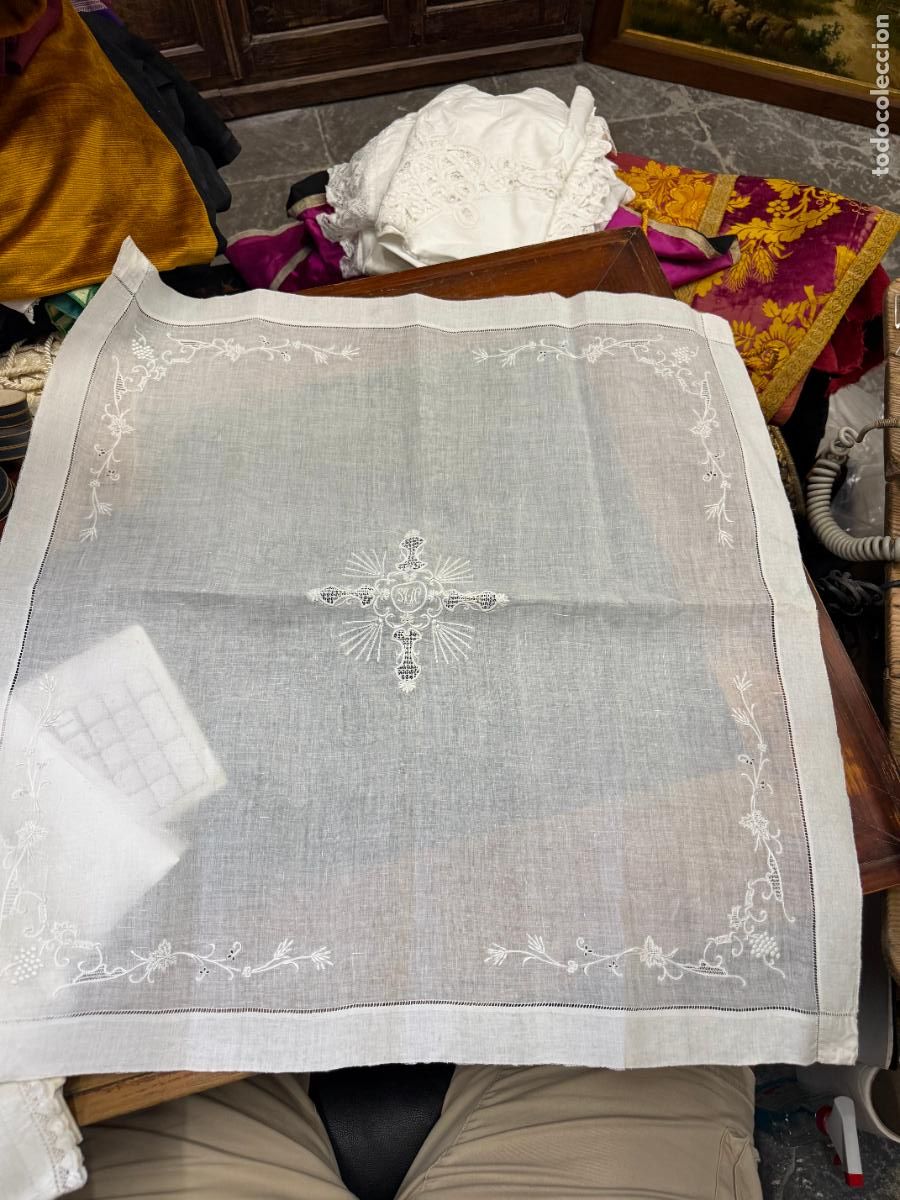 Oggetti Antichi: PA&Ntilde;O BORDADO PARA LA LITURGIA - MEDIDA 60 CM - RELIGIOSO
