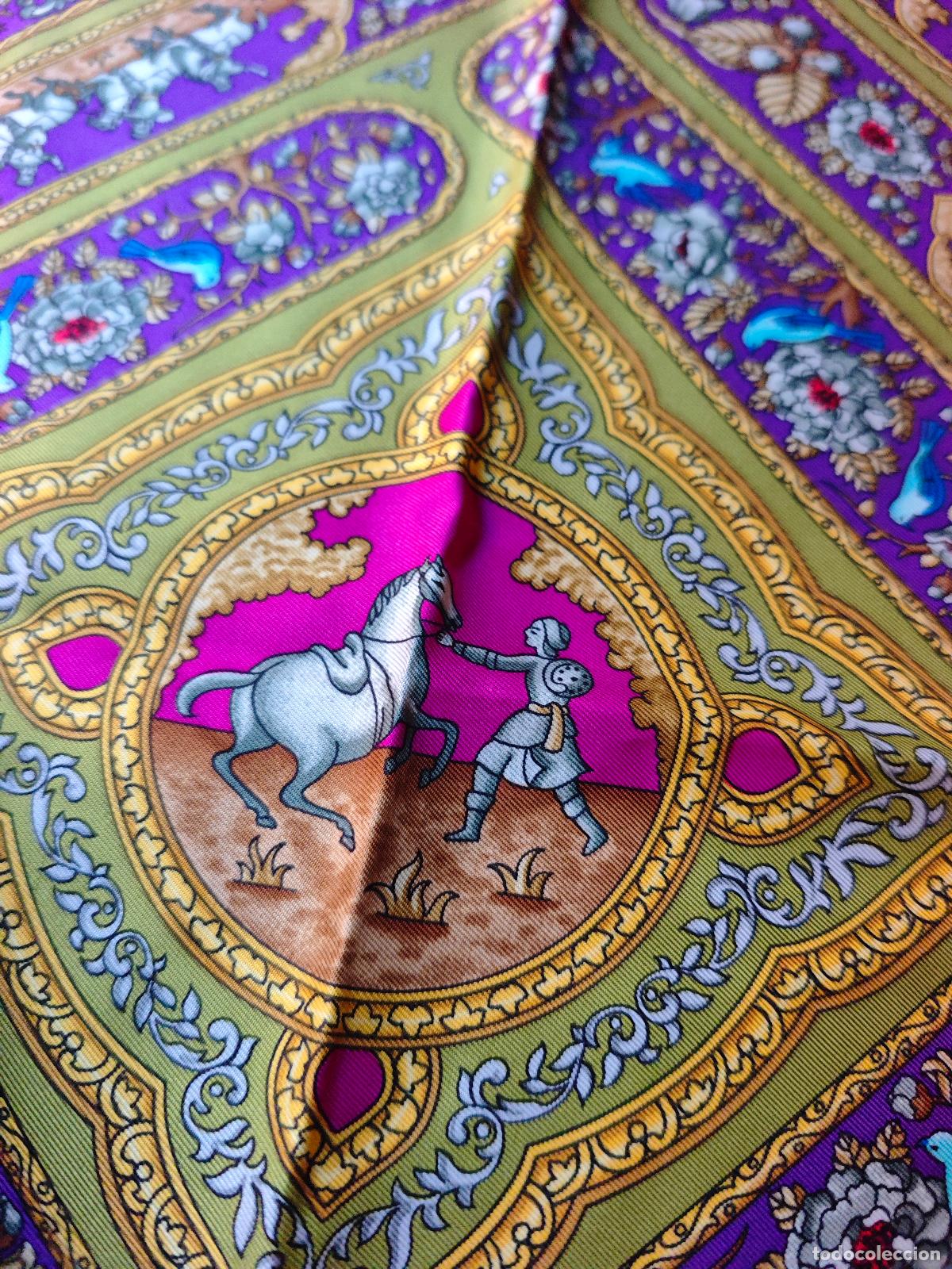 Oggetti Antichi: Pa&ntilde;uelo Herm&egrave;s Carr&eacute; 90 &rdquo;Qalamdan&rdquo; - Seda Vintage Muy Buen Estado