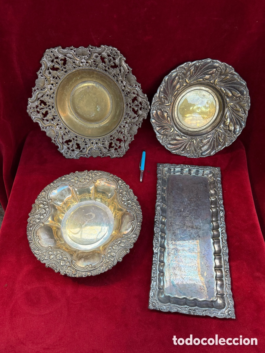Antig&uuml;edades: Lote de 4 antiguos centros de mesa!Desde siglo XIX