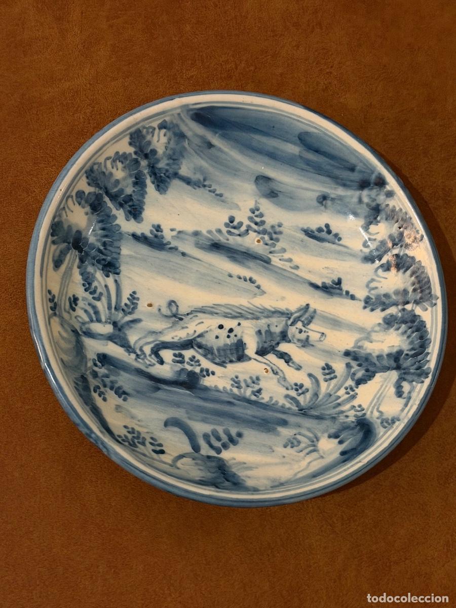Antig&uuml;edades: ANTIGUO PLATO TALAVERA CIRCA 1700 CER&Aacute;MICA BLANCA Y AZUL CINEG&Eacute;TICO JABAL&Iacute;