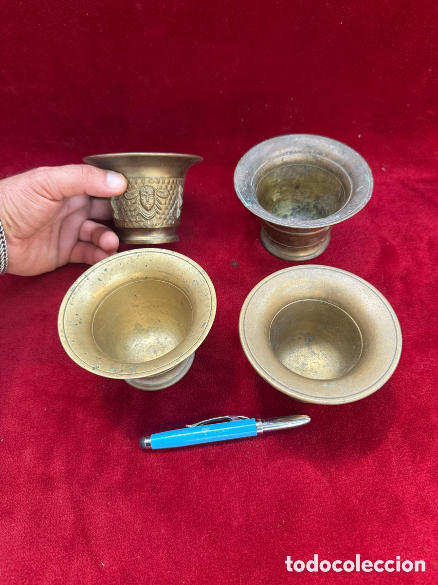 Oggetti Antichi: Lote de 4 morteros antiguos de bronce!