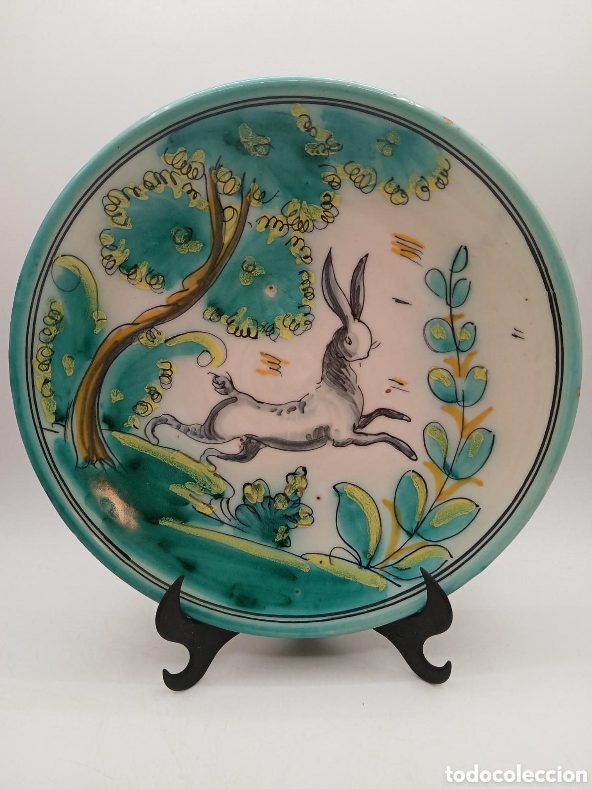 Antiques: La Trinidad-Puente de Arzobispo. Plato cer&aacute;mica esmaltada pintado a mano