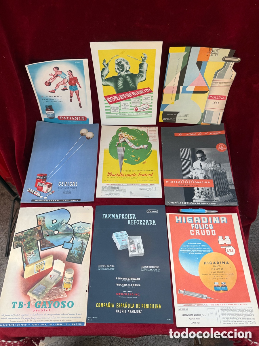 Antiquit&eacute;s: Gran lote carteles antiguos,doble cara,medicamentos!