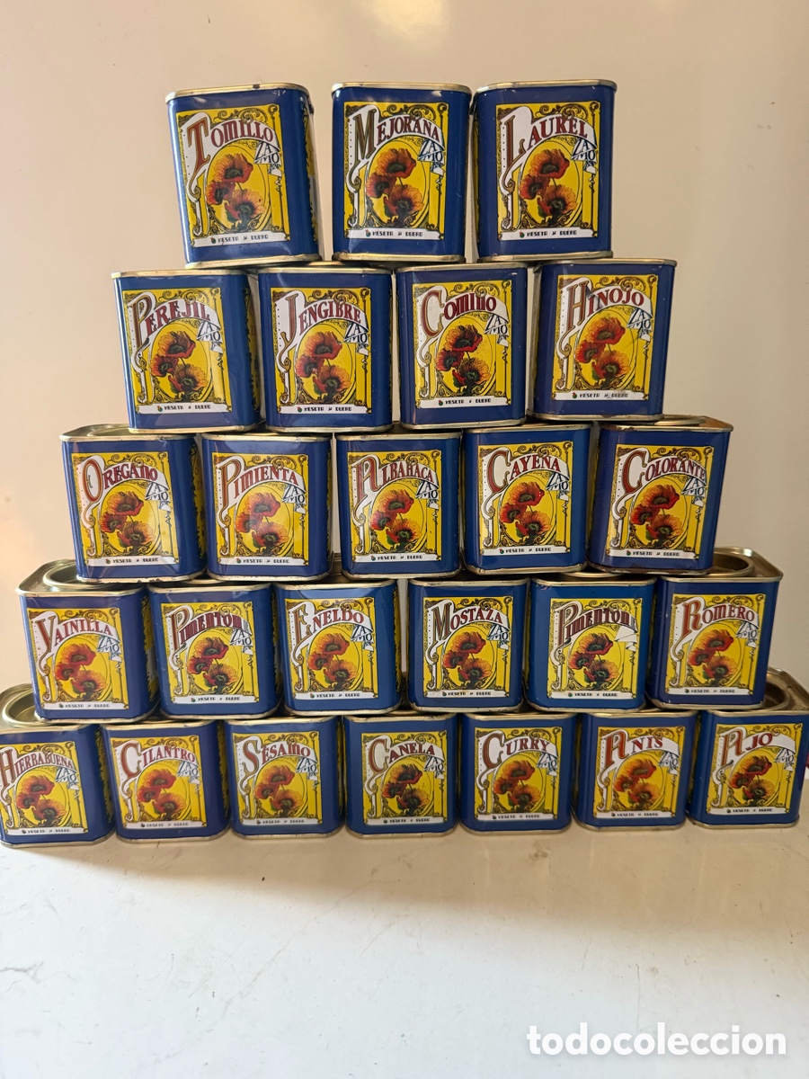 Antig&uuml;edades: Colecci&oacute;n de 25 Latas Antiguas de Especias