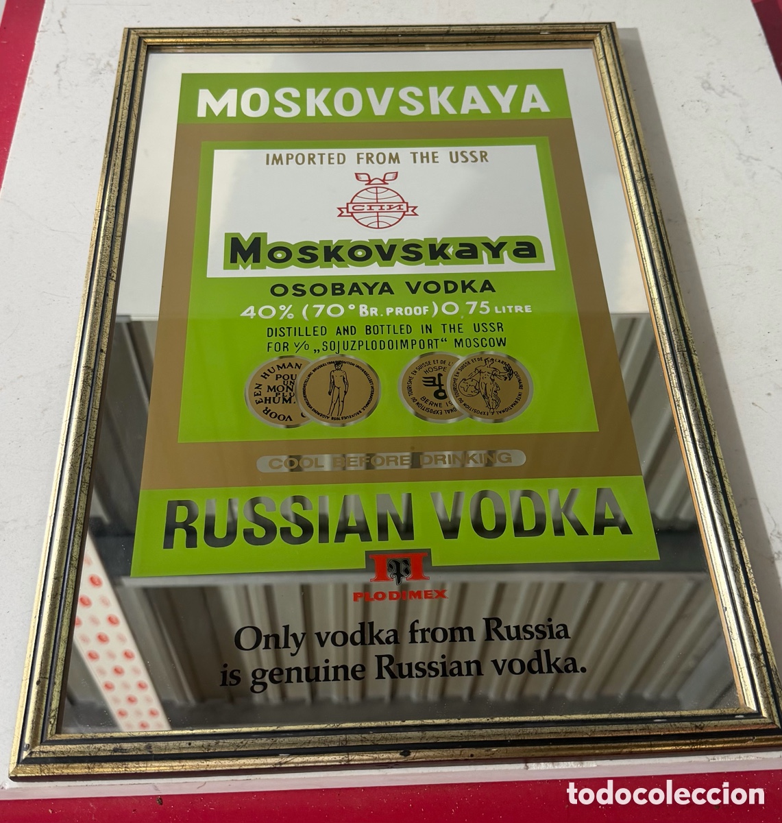 Antiguidades: Espejo Publicitario Moskovskaya Vodka