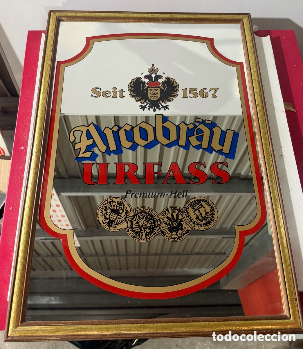 Antiguidades: Espejo Publicitario Cerveza Arcobr&auml;u Urfass