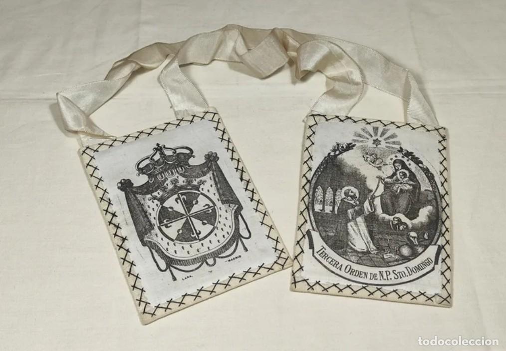 Antiguidades: Antiguo Escapulario de la Tercera Orden de N.P Sto. Domingo 14x10 Cms.