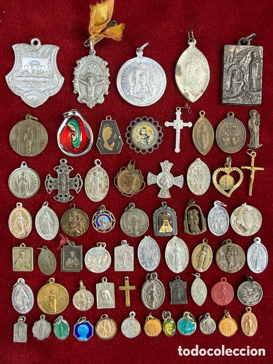 Antiguidades: Gran lote de medallitas religiosas antiguas!