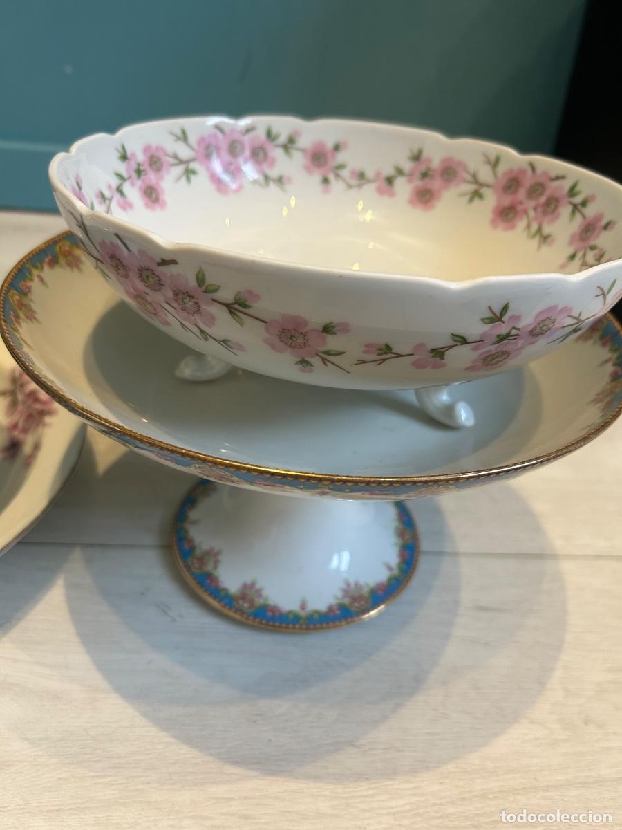 Antiquit&auml;ten: Lot 5 pcs Porcelaine de Limoges & Paris - D&eacute;cor Roses et Or/Platine