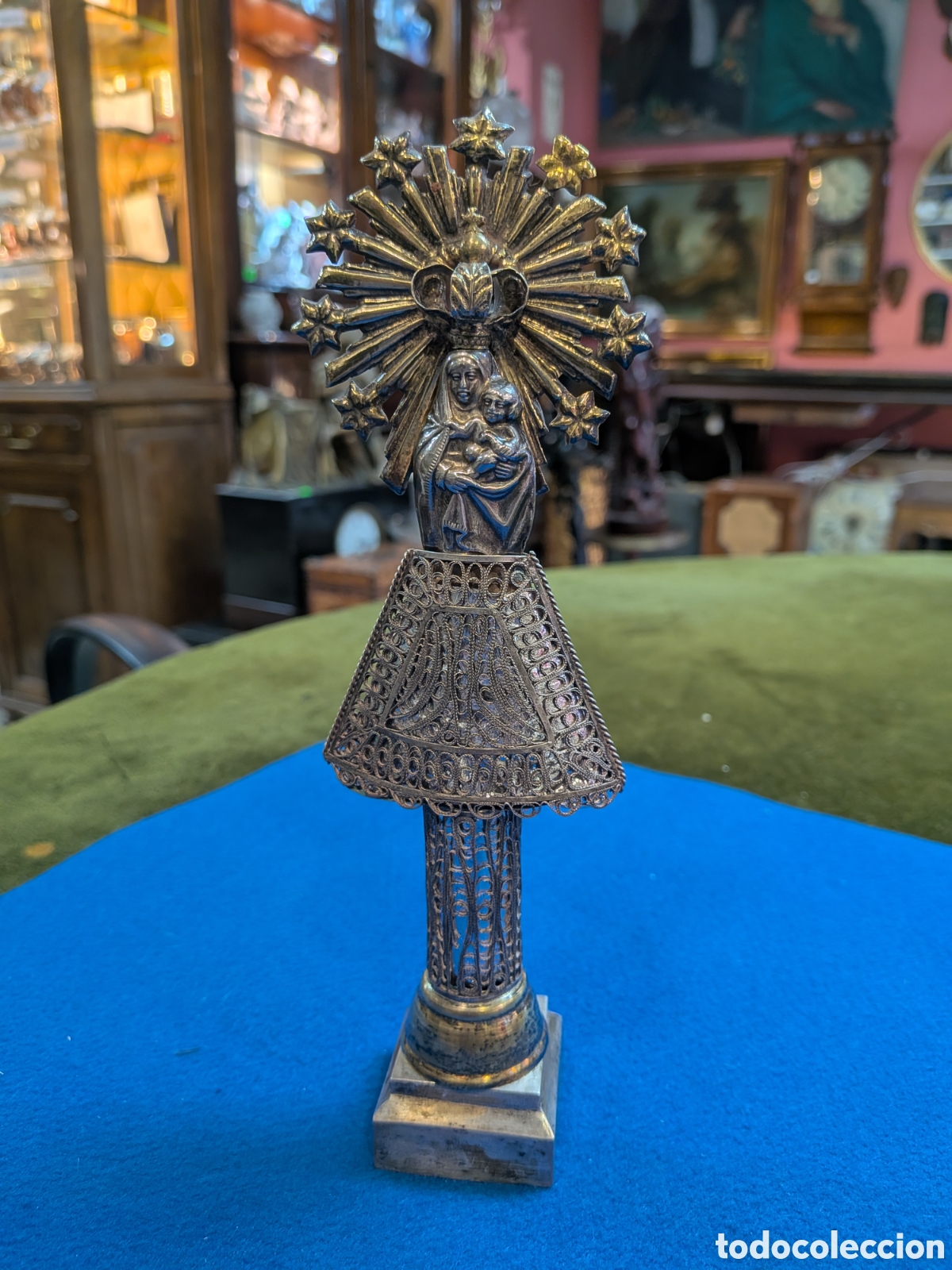 Antig&uuml;edades: Antigua Virgen del pilar en plata, con sello de A.Aladren. Zaragoza. REF-0879