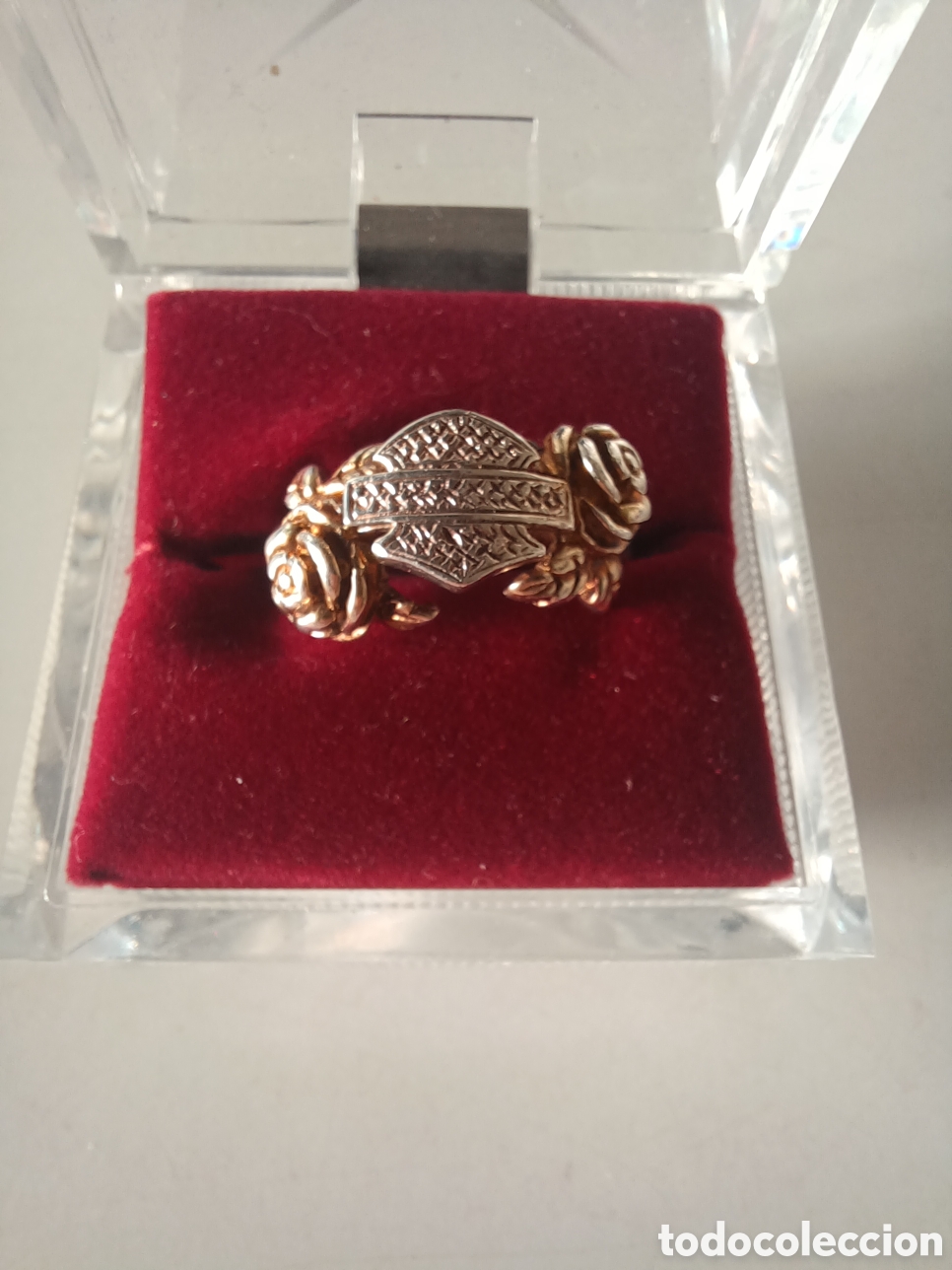 Antig&uuml;edades: Anillo de plata 925 Harley - Davidson mujer 19 mm con rosas trabajo muy detallado