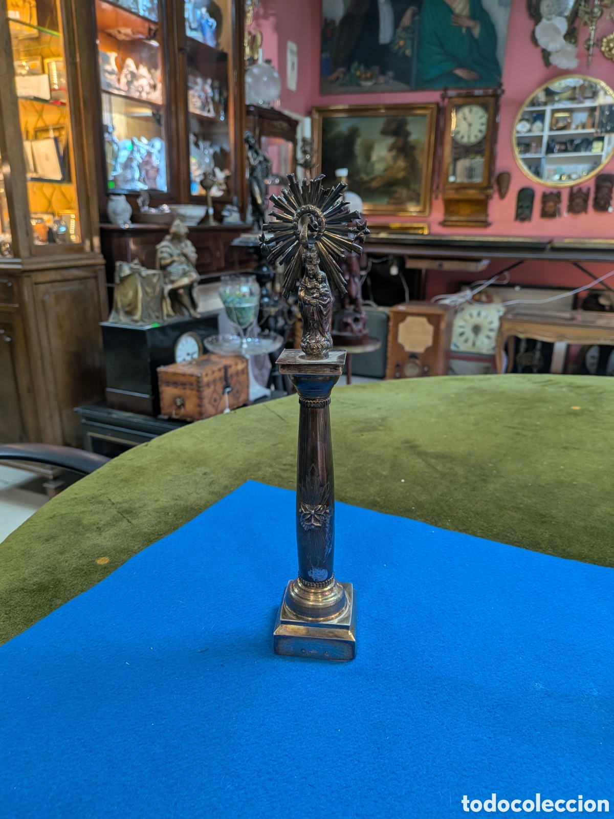 Antig&uuml;edades: Virgen maria con ni&ntilde;o en plata, sello taranget. REF-3450
