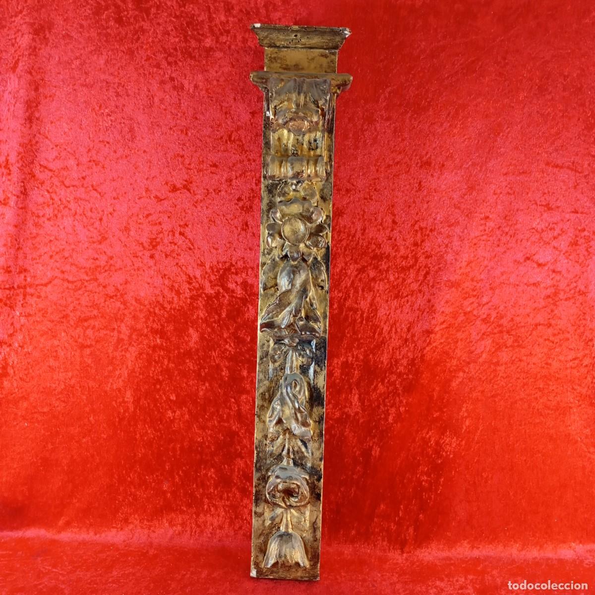 Oggetti Antichi: FRAGMENTO DE RETABLO BARROCO EN MADERA - 82 X 15 CM - MOTIVOS FLORALES - PIEZA DECORATIVA
