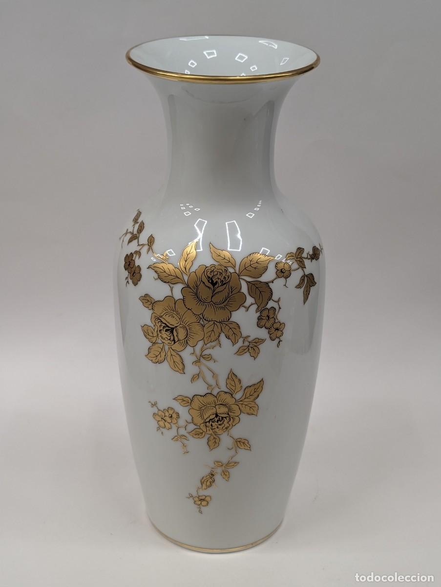 Oggetti Antichi: JARRON PORCELANA BAVARIA CON MOTIVOS FLORALES DORADOS