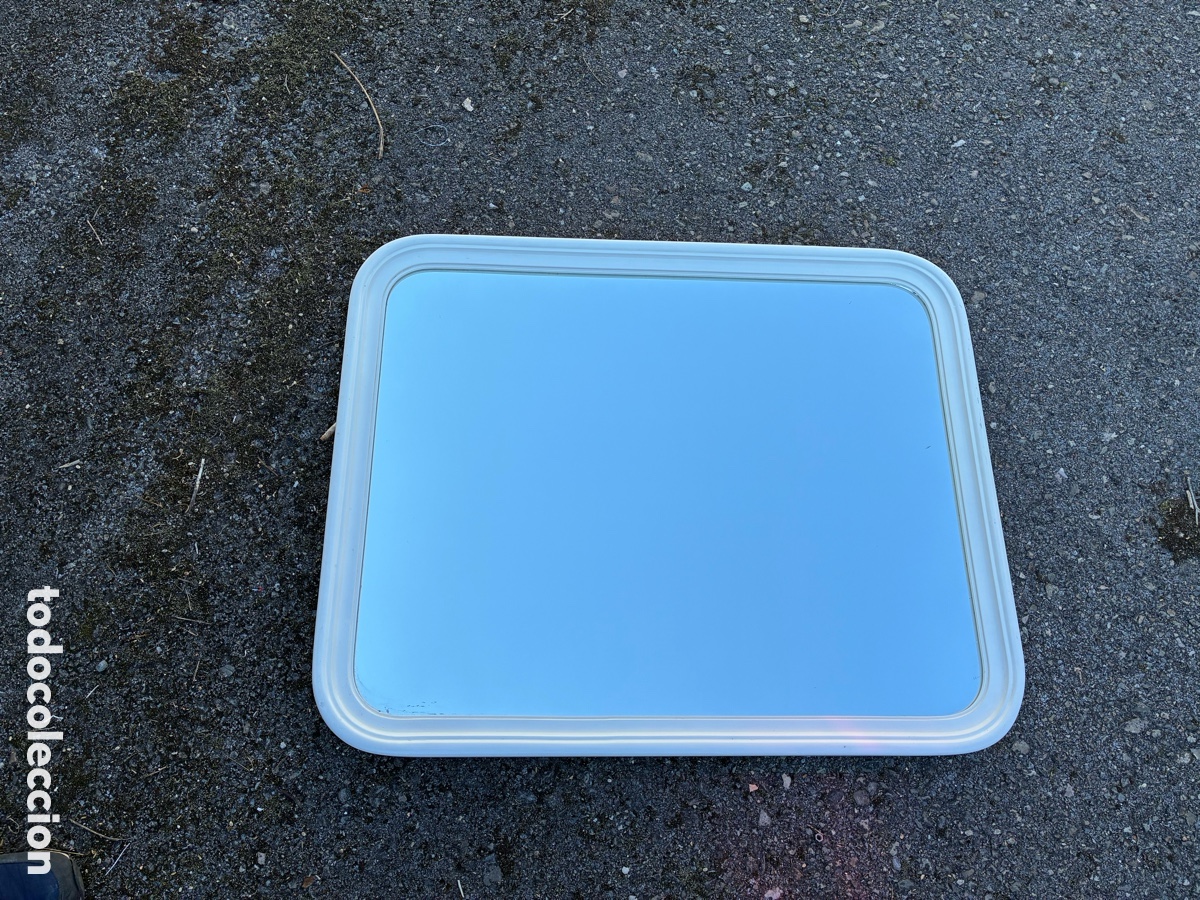 Antig&uuml;edades: ESPEJO BLANCO RECTANGULAR 61x76x4 cm - Foto 3