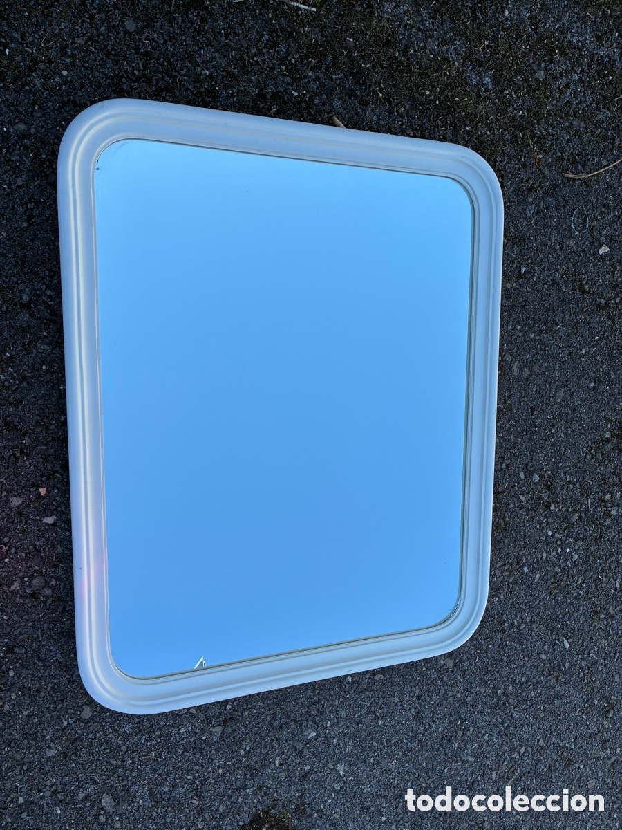 Antig&uuml;edades: ESPEJO BLANCO RECTANGULAR 61x76x4 cm - Foto 4