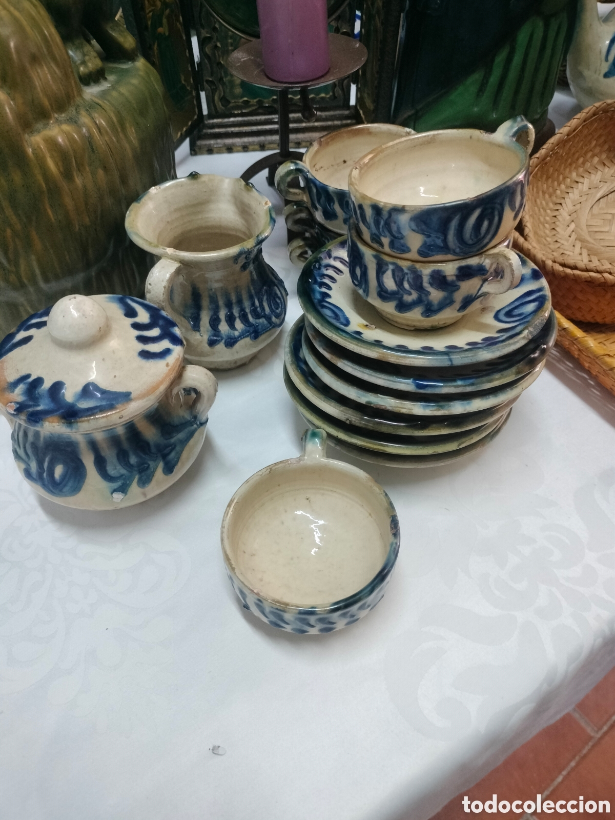 Antiquit&eacute;s: Conjunto antiguo de N&iacute;jar o Almer&iacute;a barra esmaltado