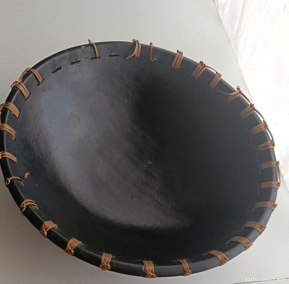 Antiques: Cuenco Cer&aacute;mica &Eacute;tnica Sasak 30cm Borde Rat&aacute;n (Indonesia)