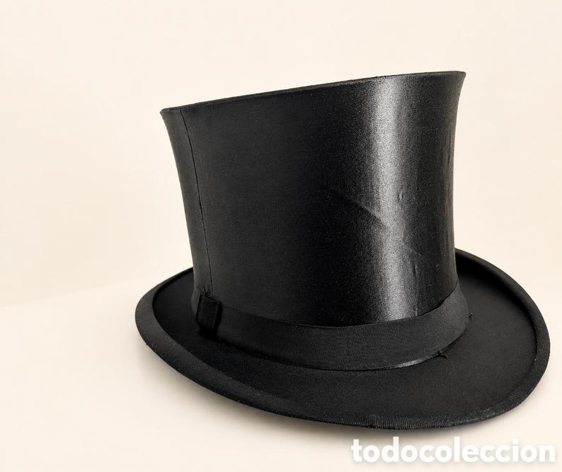 Antig&uuml;edades: Sombrero de copa antiguo, Chistera seda plegable Alemania Opera, Talla L