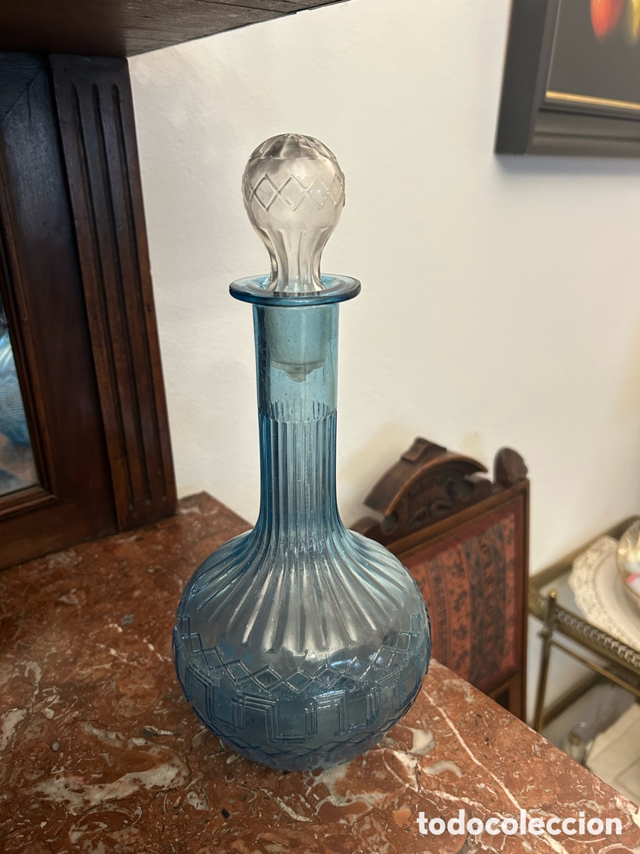 Antiques: Decantador de mesa azul