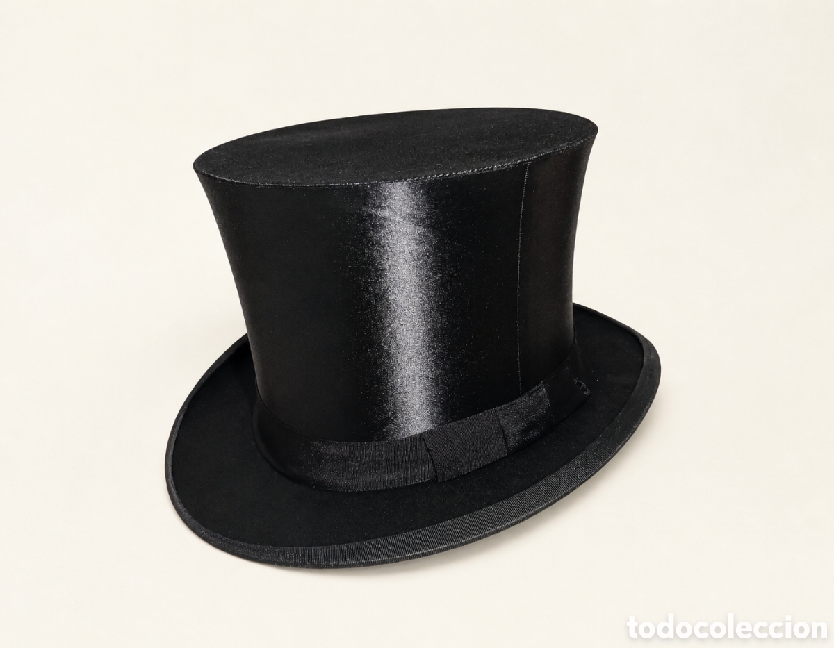 Antig&uuml;edades: Sombrero de copa seda y piel Antiguo Alemania, Lujo &Oacute;pera Emil Meinelt