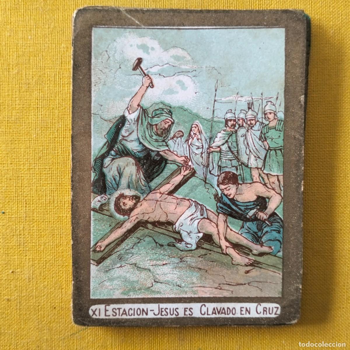 Antiguidades: Via crucis Jes&uacute;s. Col completa 14 cromolitografias tipo estampas. Muy buen estado