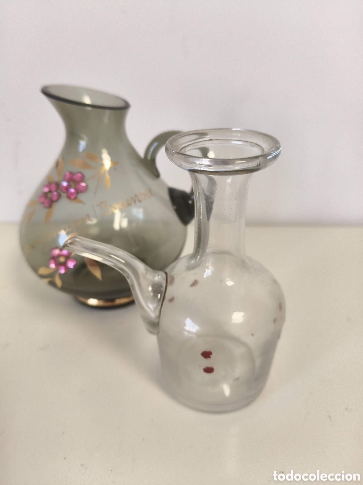 Antiques: Jarra aceitera peque&ntilde;a en cristal de Cartagena
