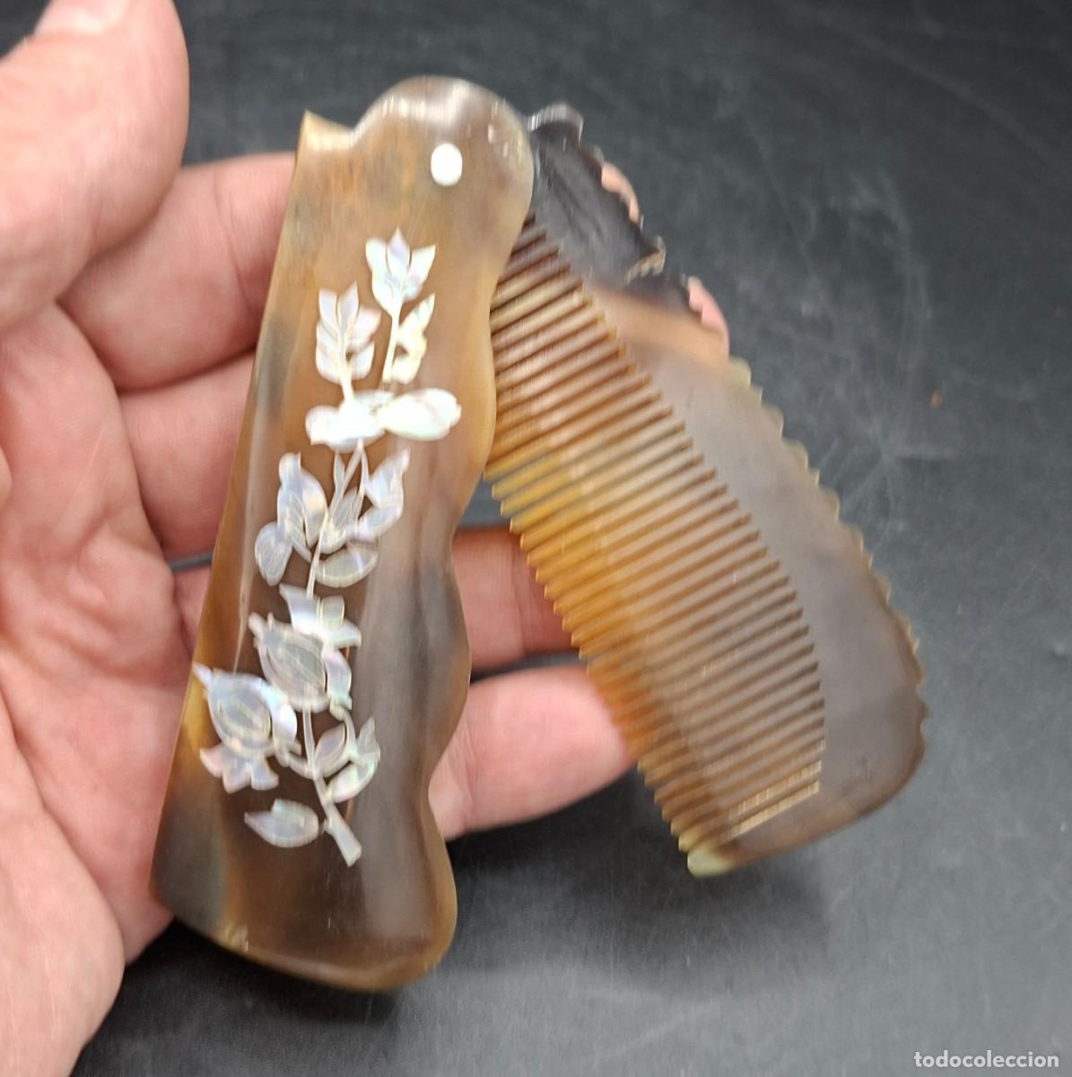 Antiques: Antiguo peine plegable en cuerno y nacar