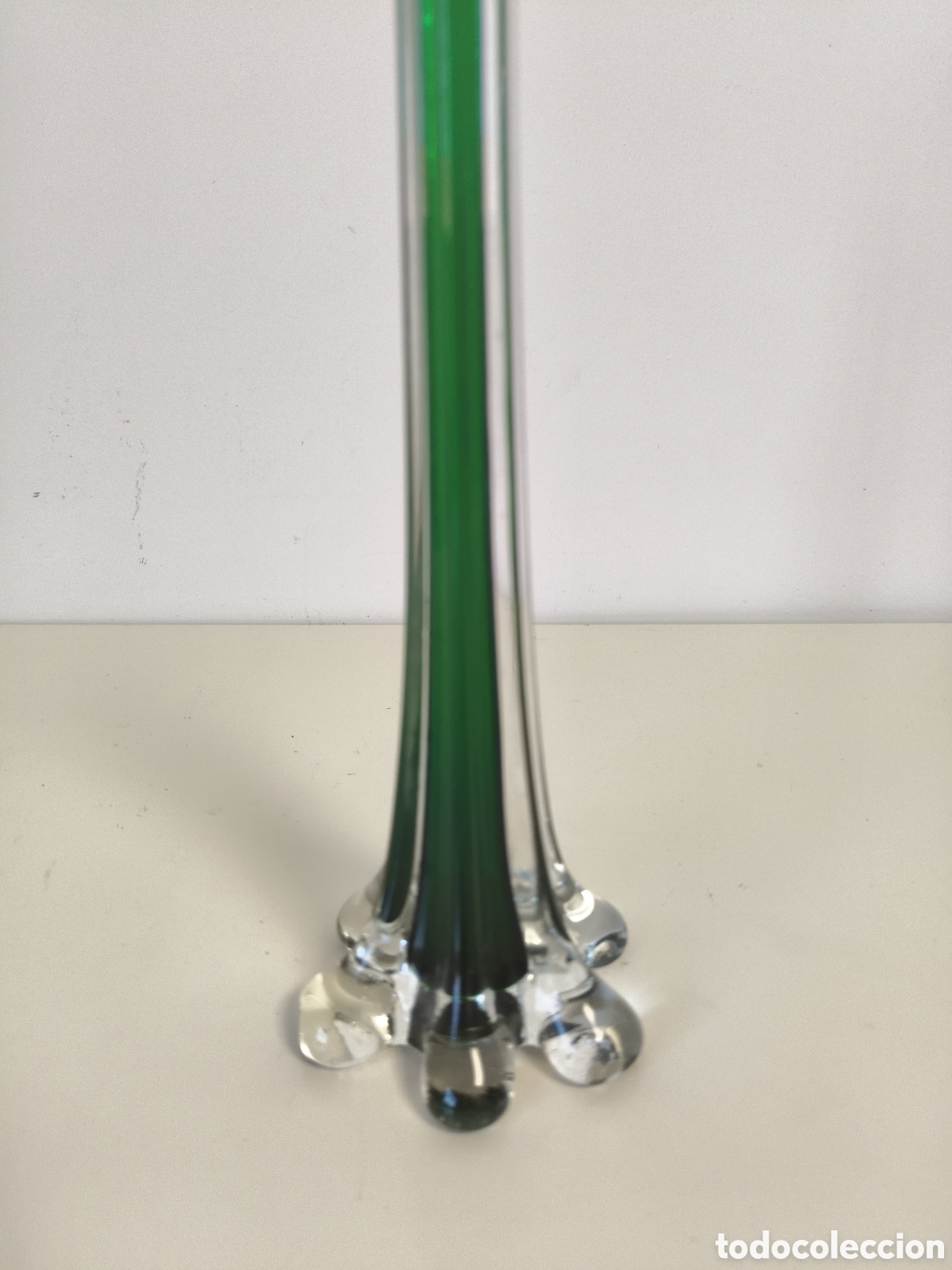 Antiques: Jarr&oacute;n de murano en bicolor verde y trasparente