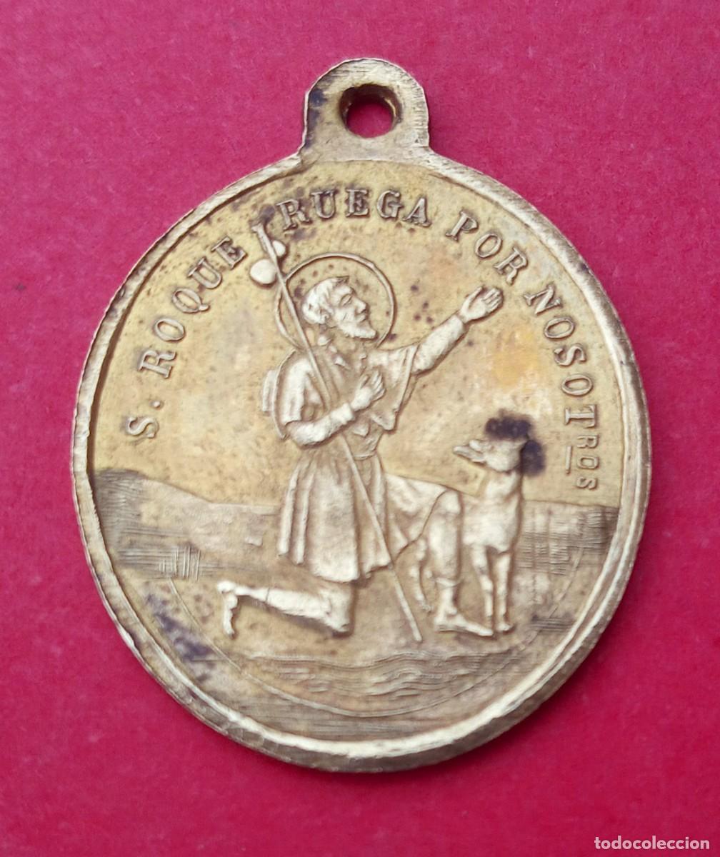 Oggetti Antichi: Medalla Siglo XIX San Roque y &Aacute;ngel de la Guarda.