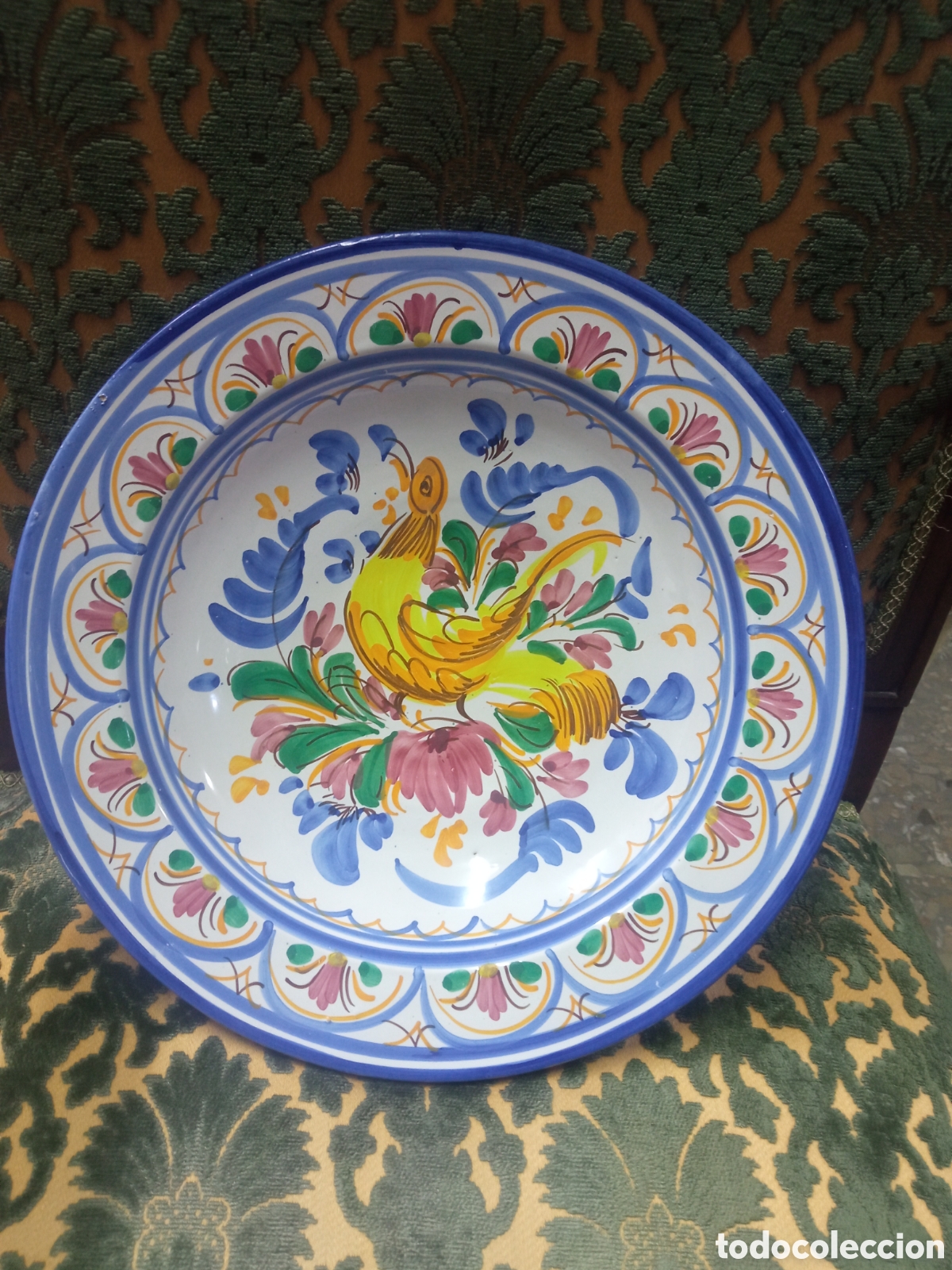 Antiques: Antiguo plato lebrillo de cer&aacute;mica de Talavera, Puente del Arzobispo de 32 cm de di&aacute;metro