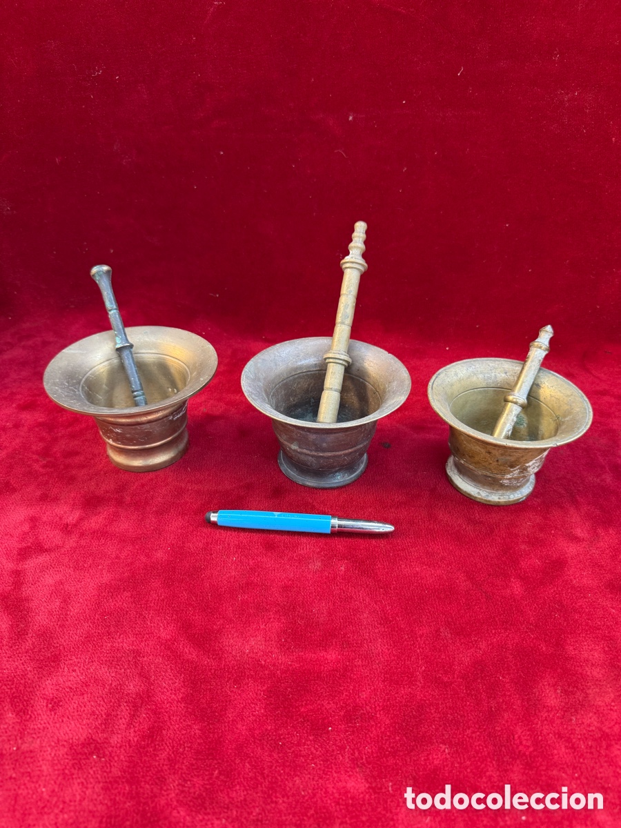 Antiquit&eacute;s: Lote de 3 morteros antiguos de bronce!