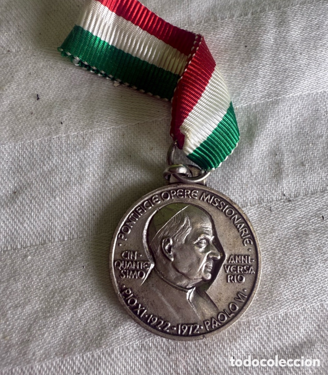 Antiguidades: Medalla Vaticano Pablo VI &ndash; P&iacute;o XI &ndash; 50 Aniversario Obras Misionales 1972