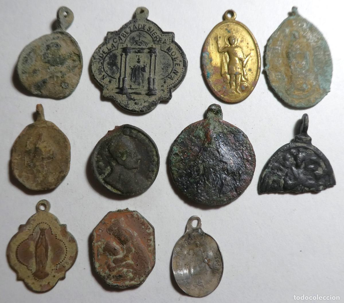 Antiquit&auml;ten: Lote de 11 medallas religiosas para limpiar
