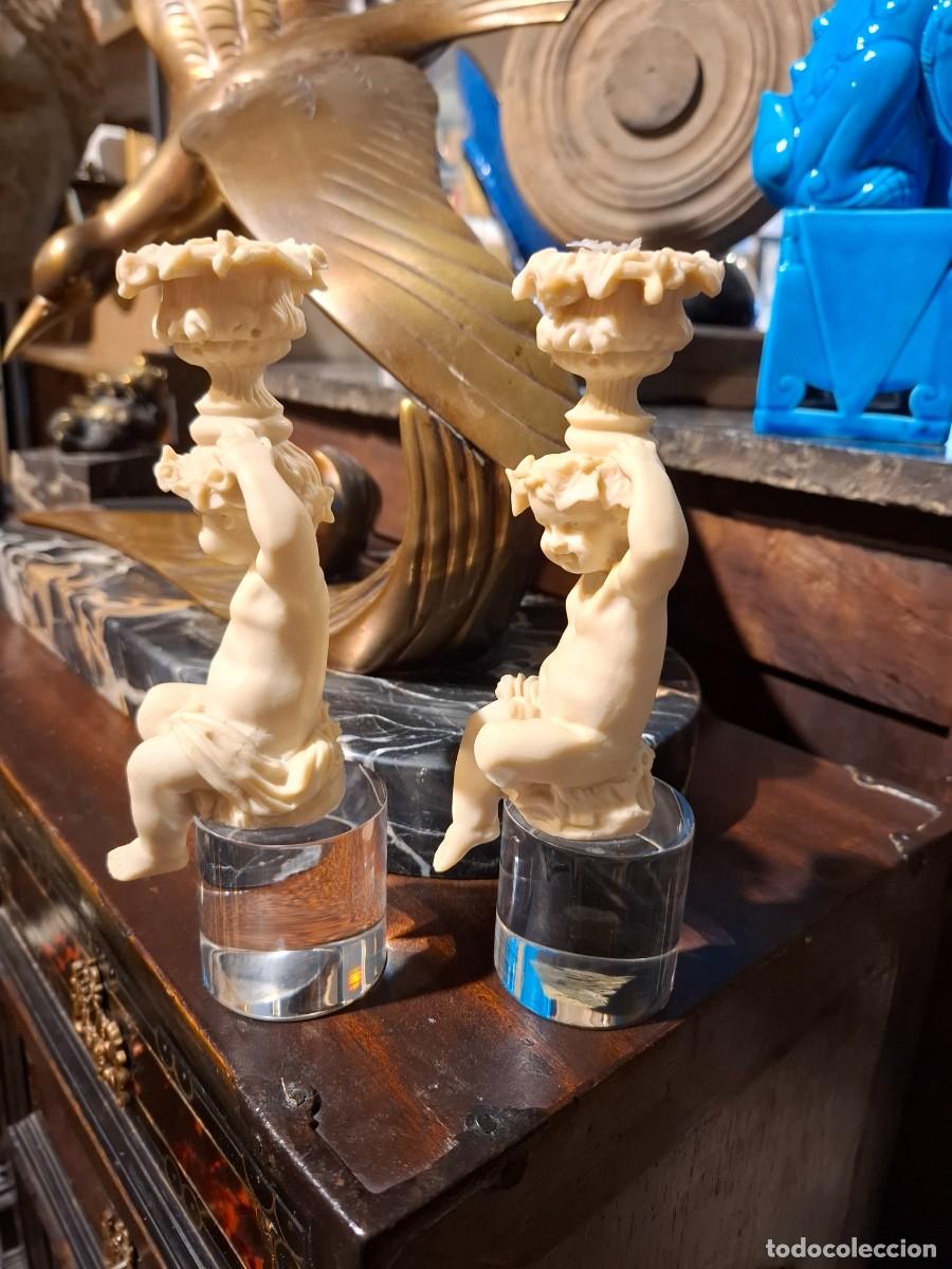 Antig&uuml;edades: ANGELOTES DE PASTA SOBRE BASE DE METACRILATO - Foto 5