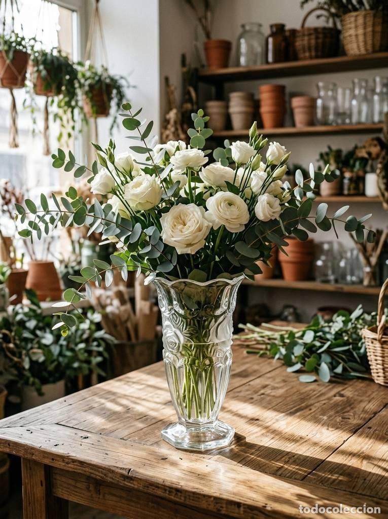 Antig&uuml;edades: FLORERO DE CRISTAL TALLADO - Foto 1