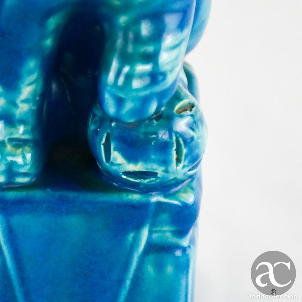 Antig&uuml;edades: Par de C&atilde;es de Foo em cer&acirc;mica chinesa em cor azul - Foto 4
