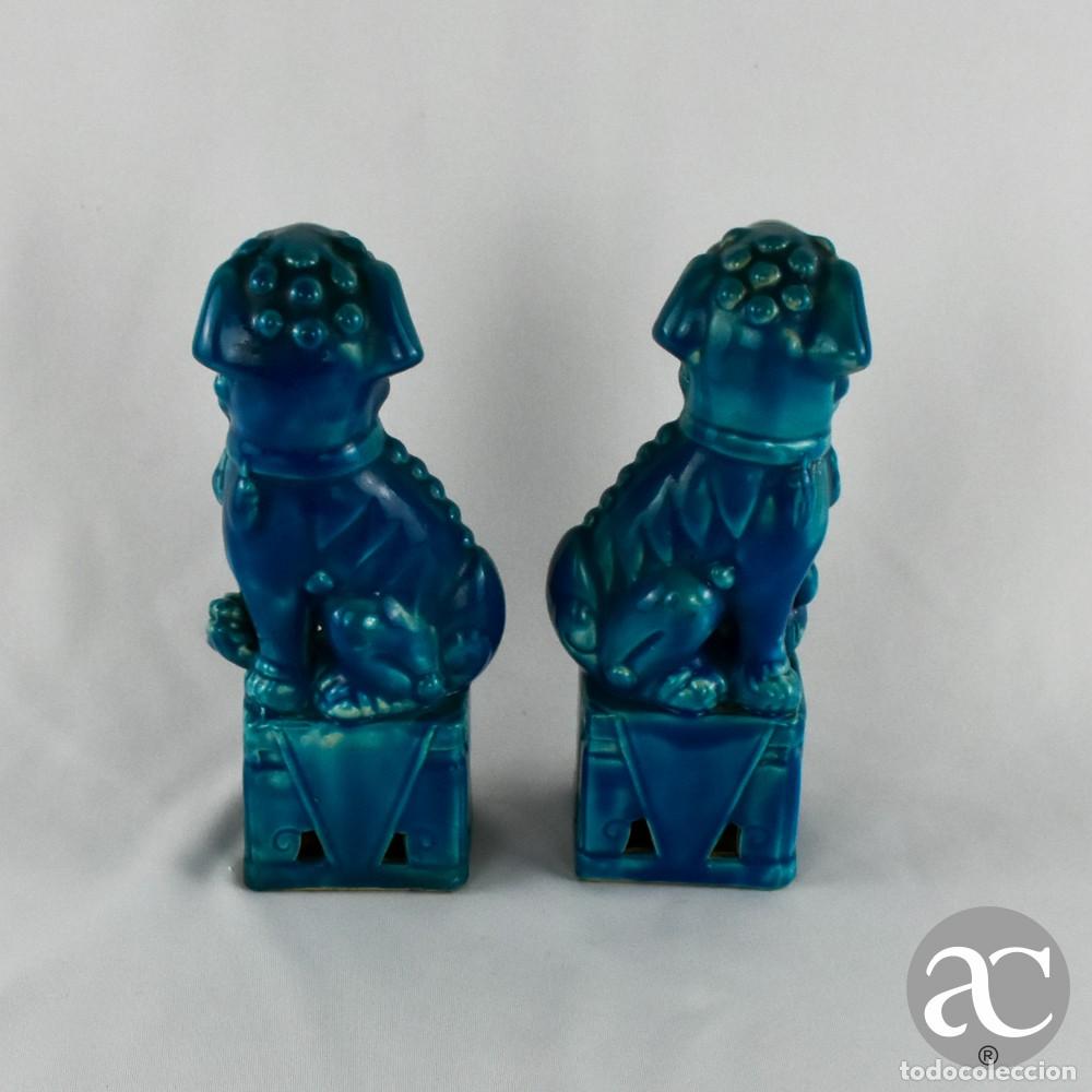 Antig&uuml;edades: Par de C&atilde;es de Foo em cer&acirc;mica chinesa em cor azul - Foto 5