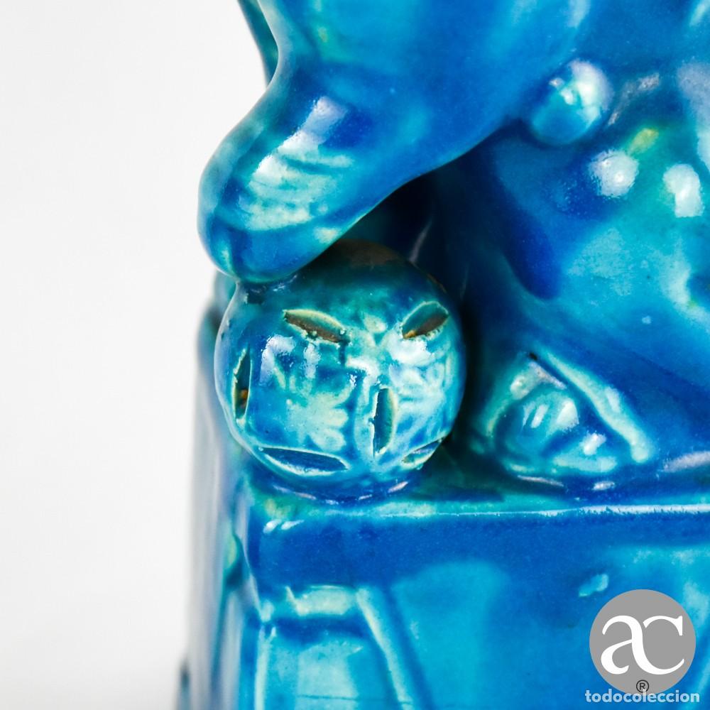 Antig&uuml;edades: Par de C&atilde;es de Foo em cer&acirc;mica chinesa em cor azul - Foto 8