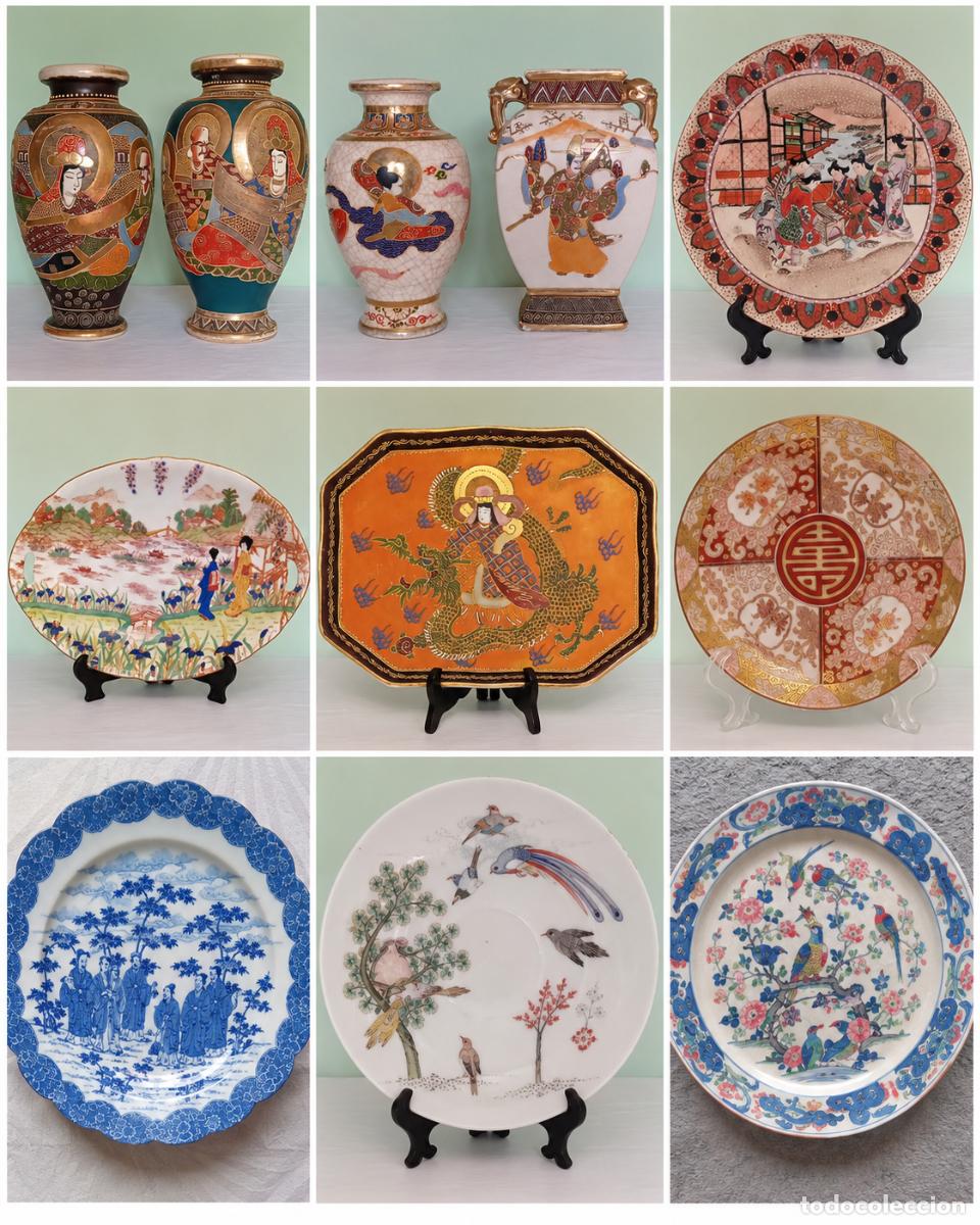 Antiguidades: Lote 10 Piezas Porcelana Oriental Japonesa y China - Satsuma y Kutani
