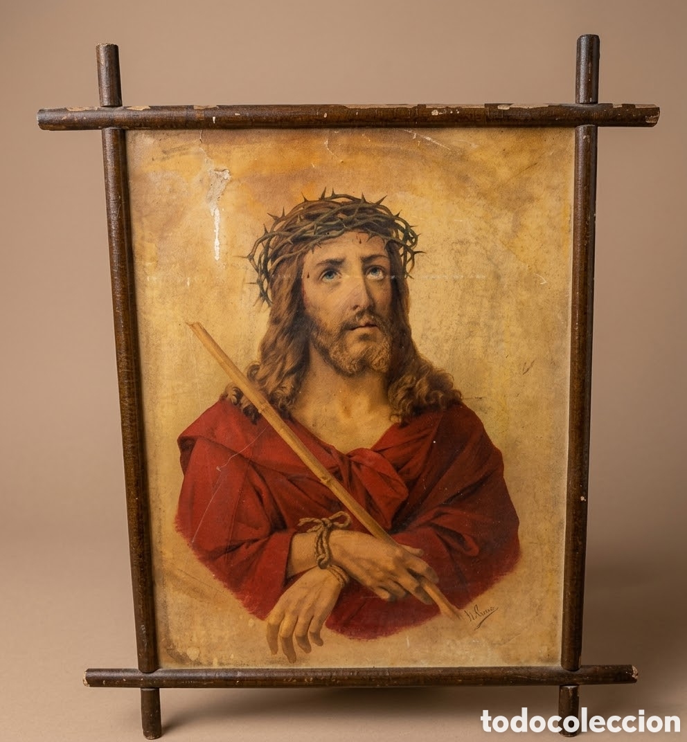 Antig&uuml;edades: L&aacute;mina Antigua Litograf&iacute;a &rdquo;Ecce Homo&rdquo; &ndash; Luigi Crosio (S. XIX - Ppios. S. XX)