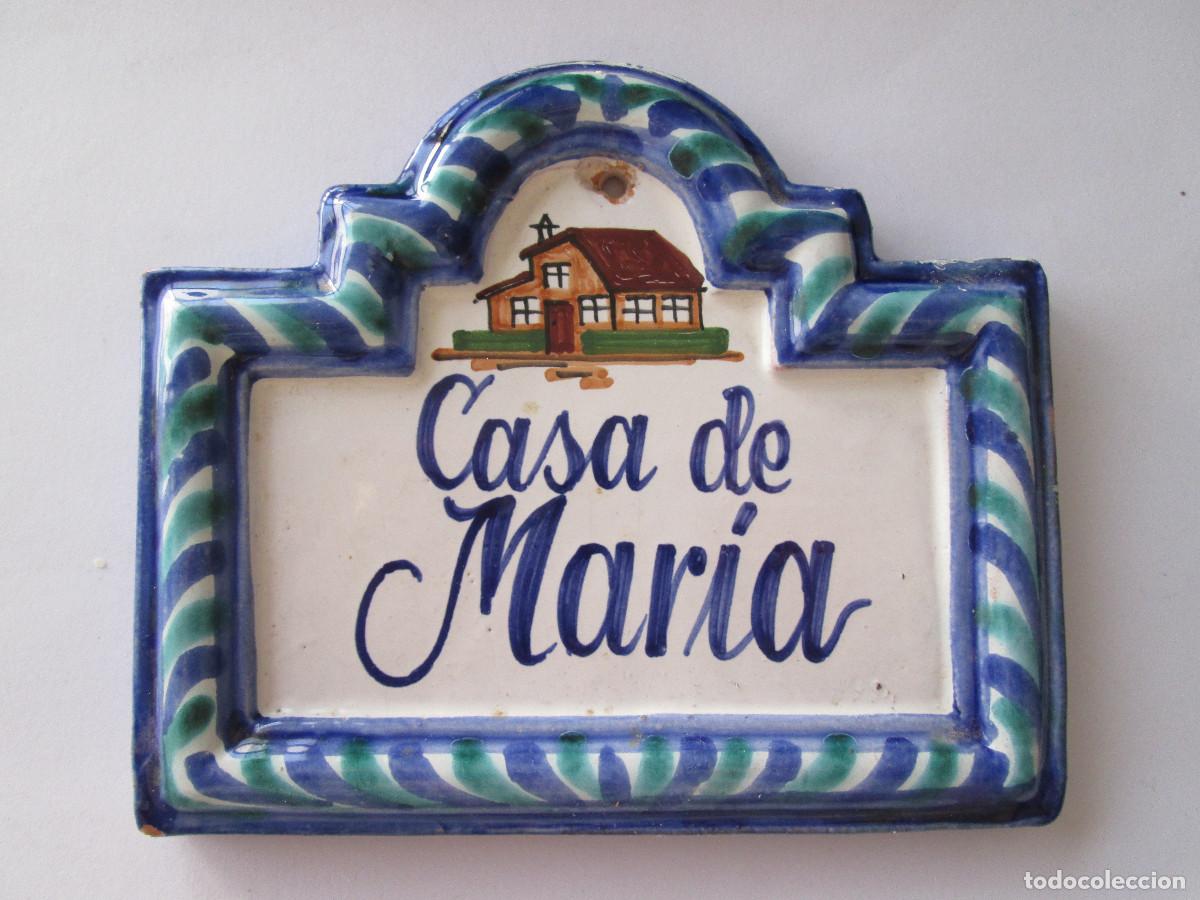 Antig&uuml;edades: CUADRITO DE CERAMICA - CASA DE MARIA - CON AGUJERO PARA COLGAR