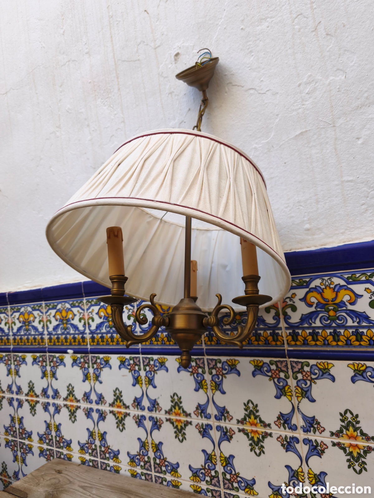 Antiguidades: Lampara de pared con tres brazos
