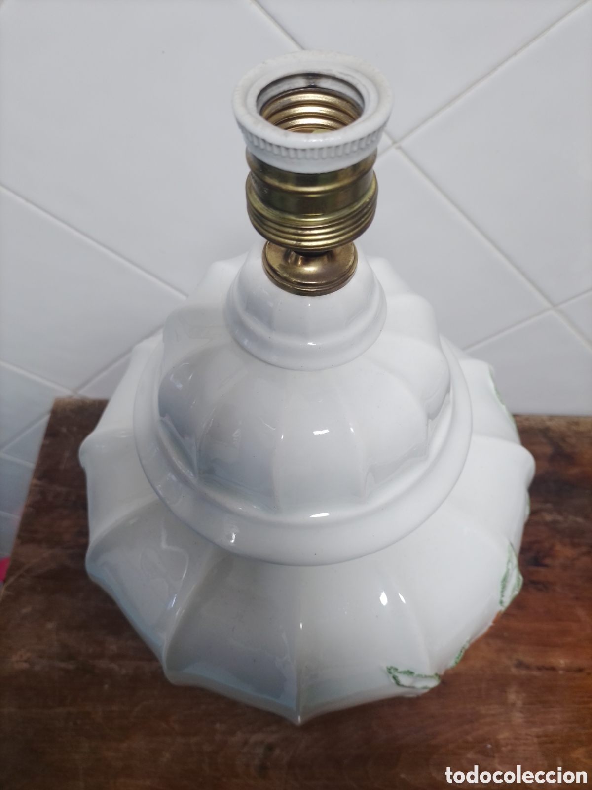 Antig&uuml;edades: Lampara ceramica motivos bamb&uacute;. - Foto 6