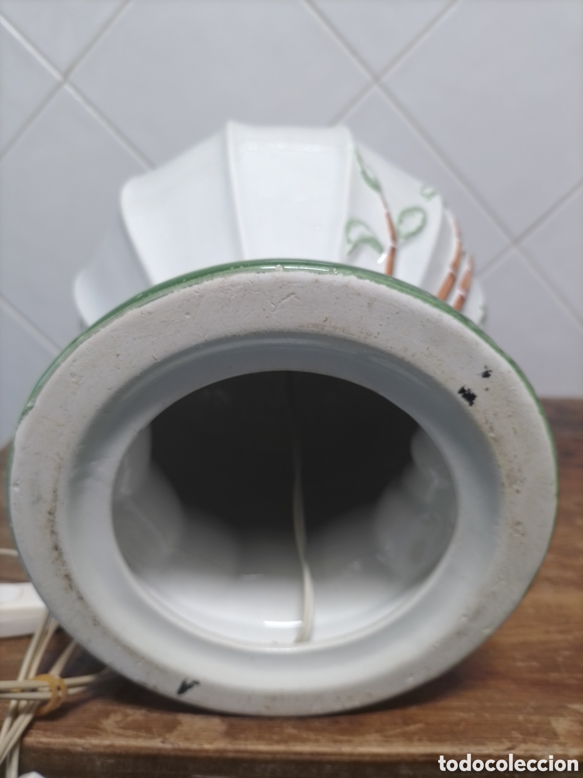 Antig&uuml;edades: Lampara ceramica motivos bamb&uacute;. - Foto 7