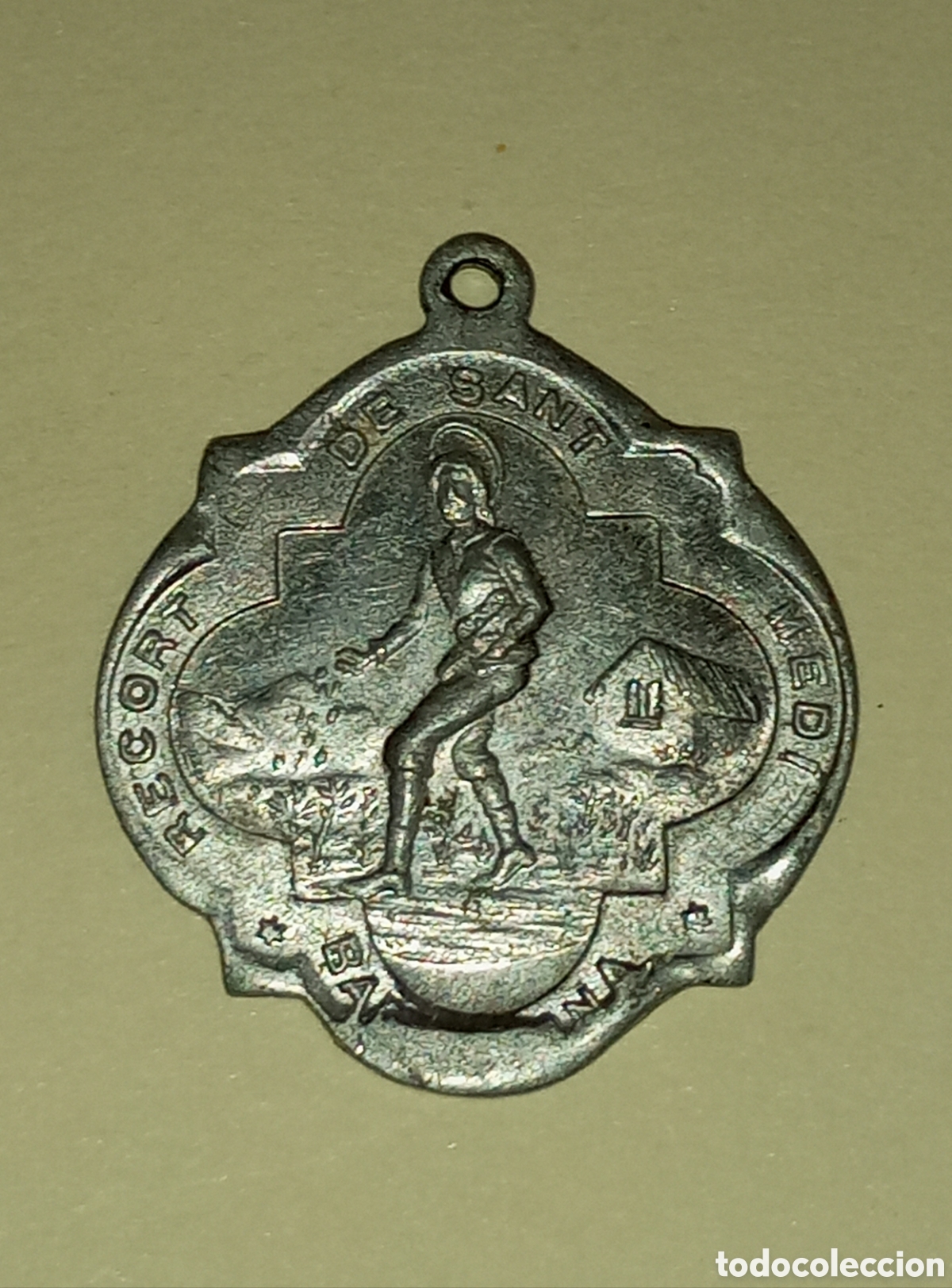 Antig&uuml;edades: Medalla de aluminio San Medi y nuestra se&ntilde;ora de los remedios