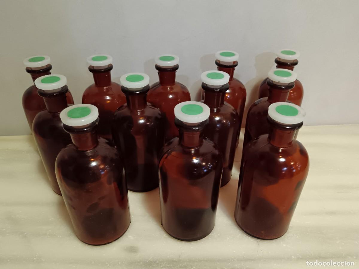 Antiquit&eacute;s: LOTE DE 12 FRASCOS FARMACIA 500cc.CRISTAL TOPACIO