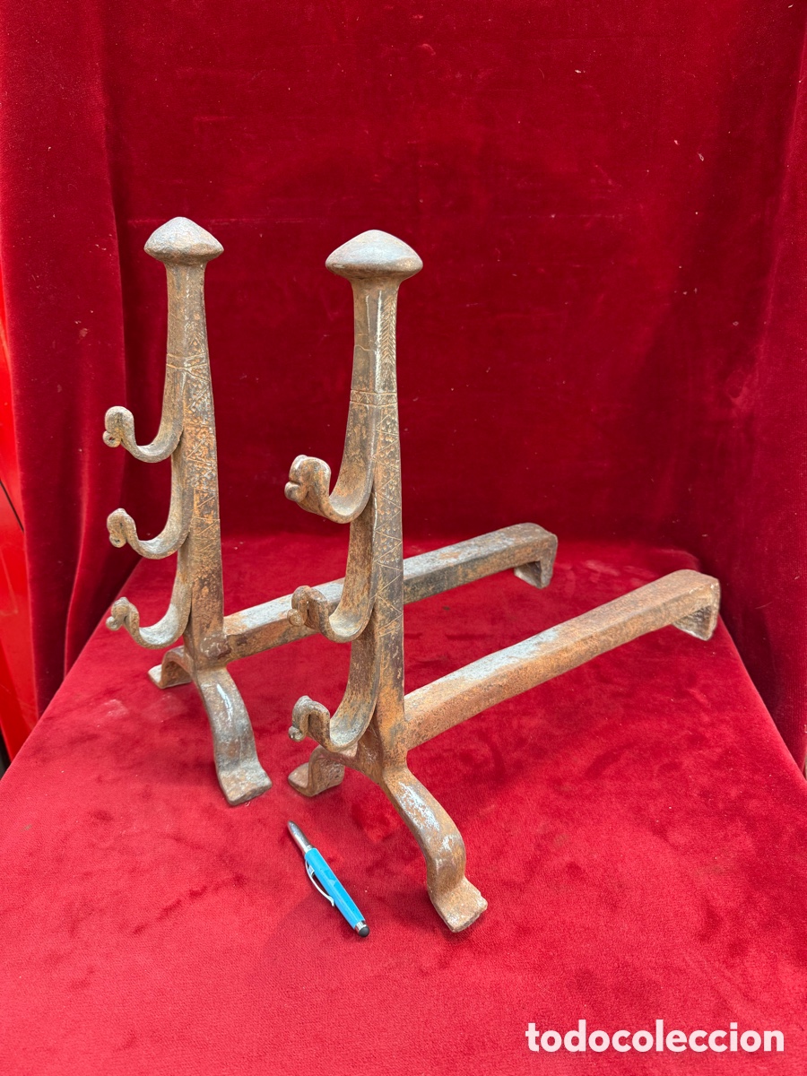 Antig&uuml;edades: Pareja de preciosos Morillos,forja,modelos,Sig.XVIII