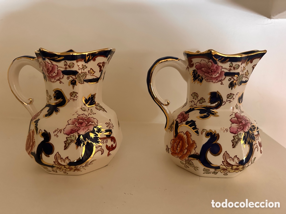 Antiques: Pareja de jarras Mason&rsquo;s Ironstone Mandalay &ndash; Cer&aacute;mica inglesa &ndash; 14 cm