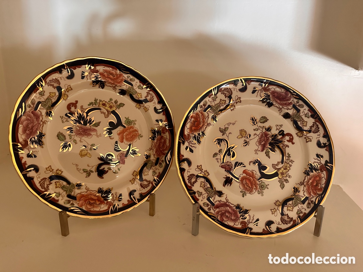 Antiquit&eacute;s: Pareja de platos Mason&rsquo;s Ironstone Mandalay &ndash; 20 cm &ndash; Inglaterra